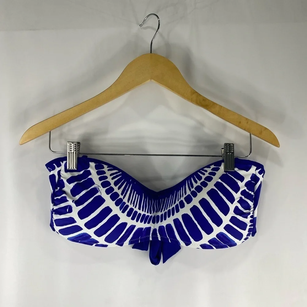 Trina Turk Size 14 Algiers Blue Bandeau Bikini Top - Picture 2 of 3
